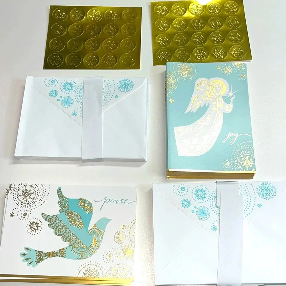 39 Hallmark Christmas cards 2 designs joy angel dove peace 39 envelopes stickers